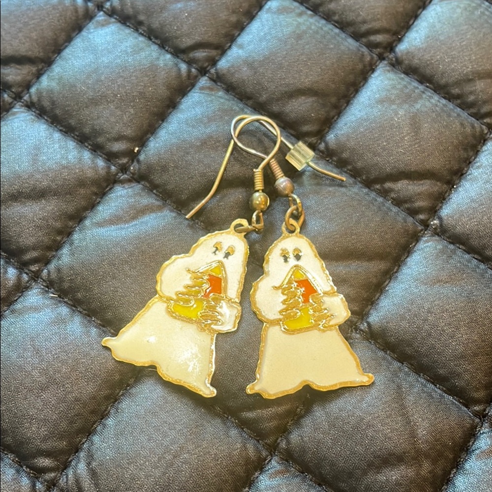 Ghost Earrings with Candy Corn 🌽 Design